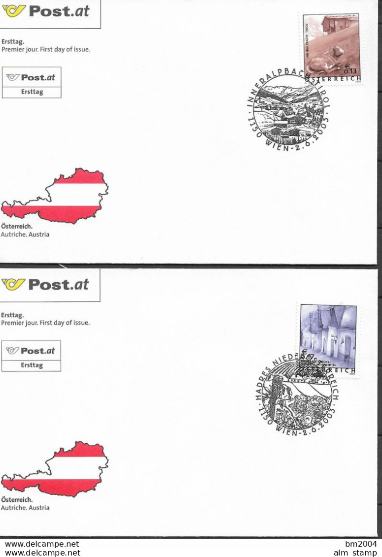 2003  Austria  Österreich  Mi. 2420-4 FDC : Ferienland Österreich - FDC