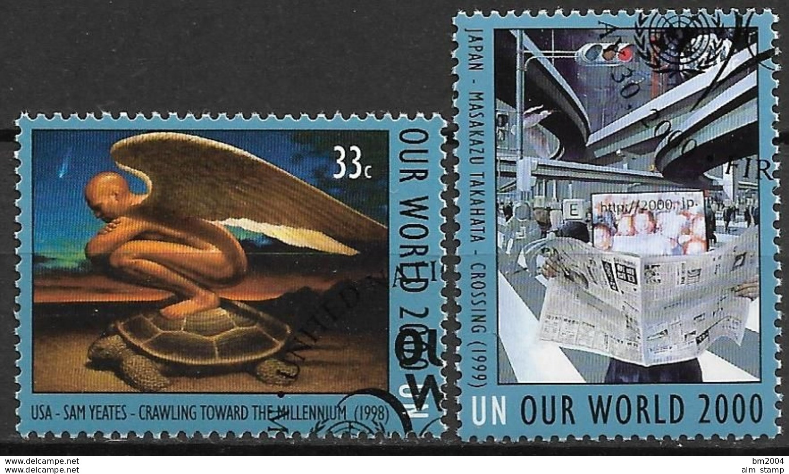 2000 UNO NEW YORK MI.835-6 Used   Gemäldeausstellung „Unsere Welt Im Jahr 2000“, New York. - Used Stamps