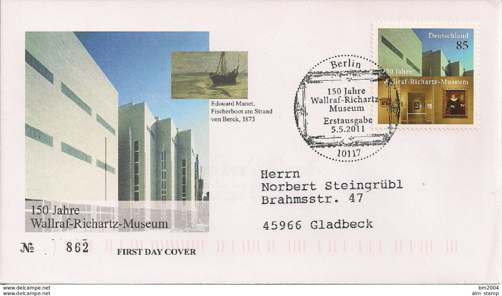 2011 Deutschland Germay.  Mi. 2866 FDC   150 Jahre Wallraf-Richartz-Museum, Köln - 2011-…