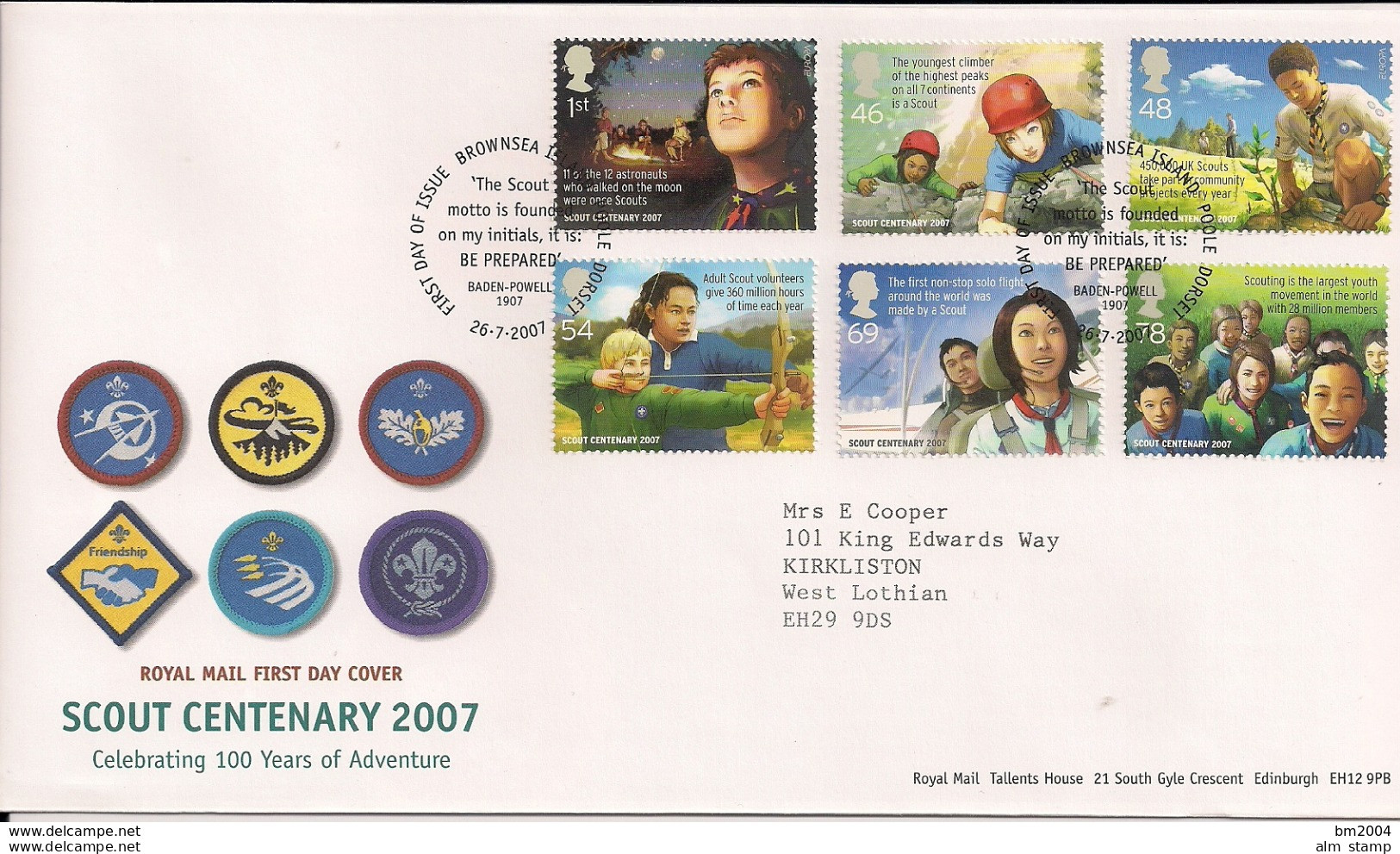 2007 Grossbritannien Great -Britain Mi. 2552-7 FDC   Europa: Pfadfinder. - 2007