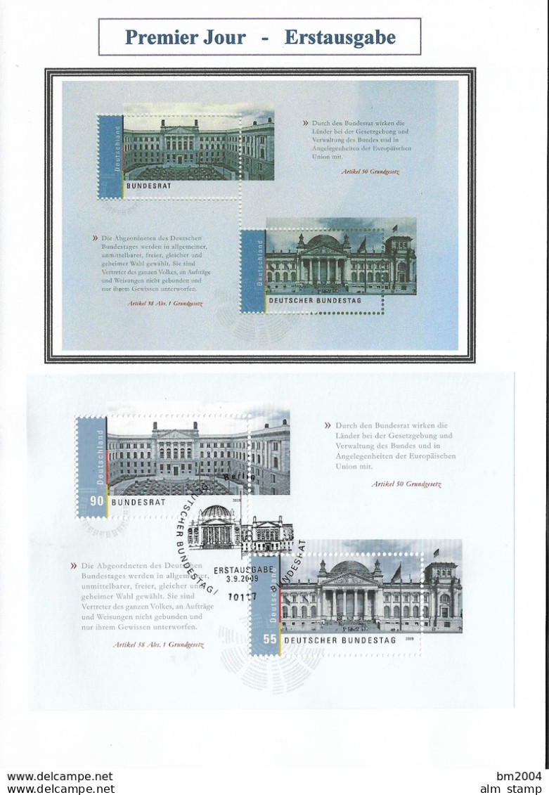 2009 Deutschland Mi.Bl 76  ETB  Deutscher Bundestag Und Bundesrat. - 2001-2010