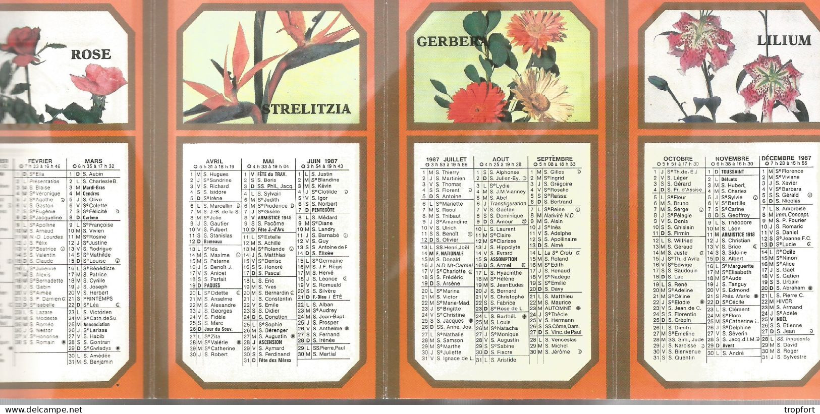 Calendrier 1987  FLEURS  78 TRAPPES Marcel PAVESIS Fleurs - Small : 1981-90