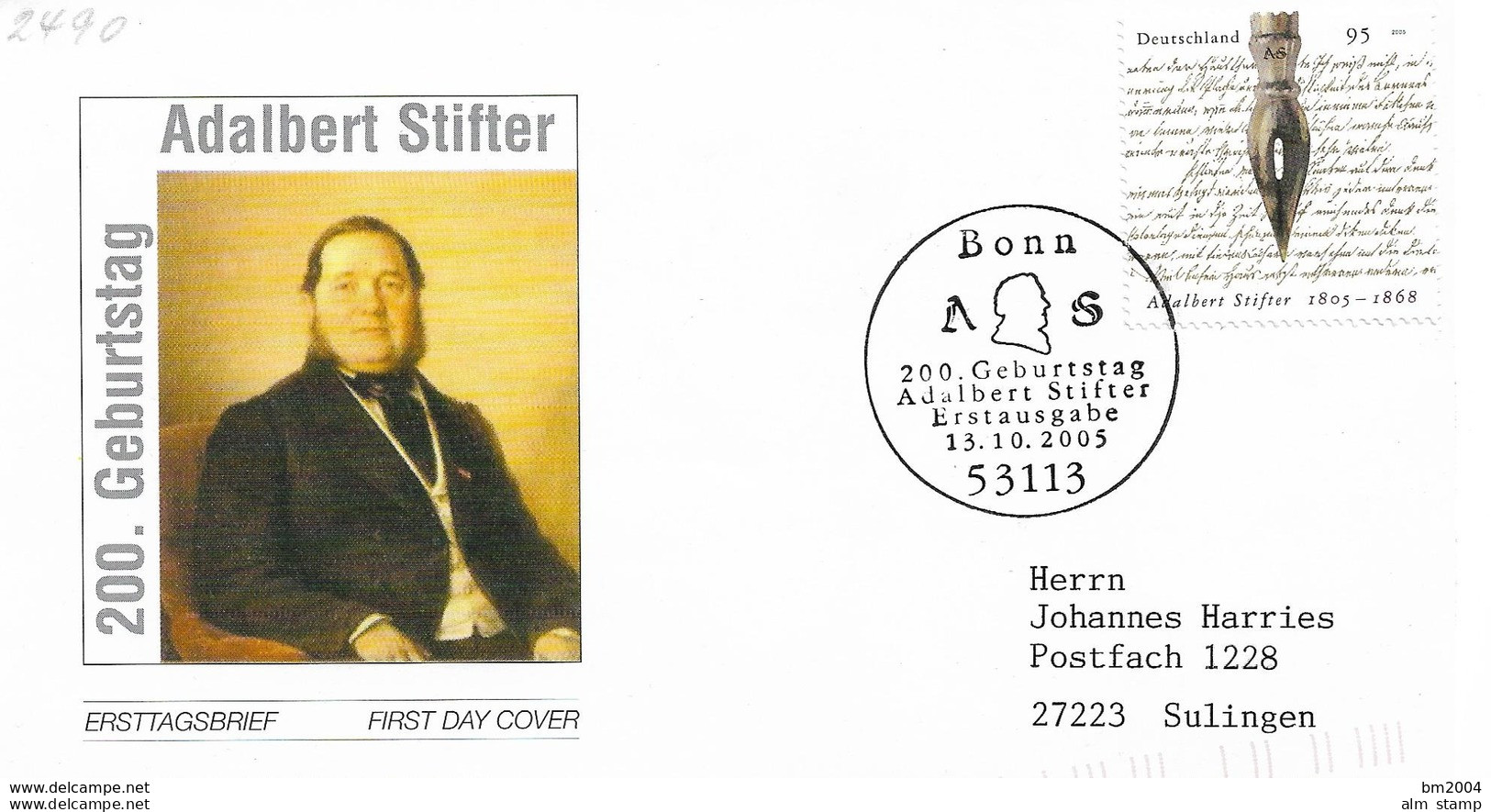 2005 Deutschland Allem. Fed. Mi. 2490 FDC  (Bonn ) 200. Geb.  Albert Stifter - 2001-2010