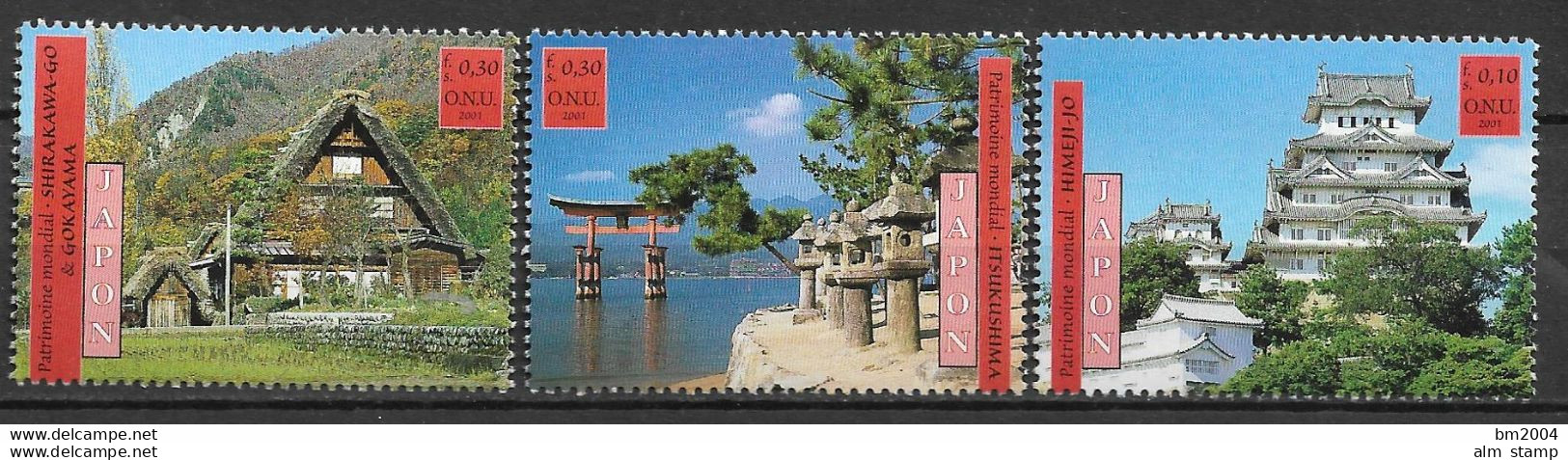 2001 UNO  Genf   Mi. 417-422 **MNH  UNESCO-Welterbe: Japan - Unused Stamps