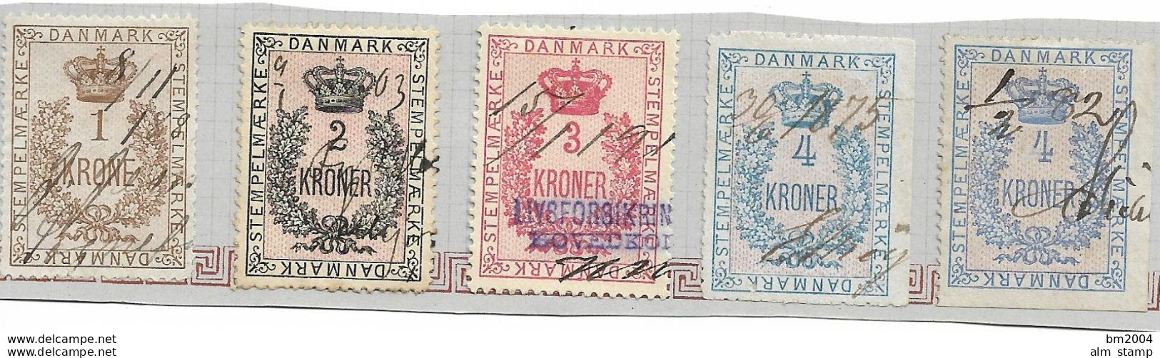 DENMARK Dänemark  Used Ca. 1875-1903  Tax Steuermarke - Steuermarken