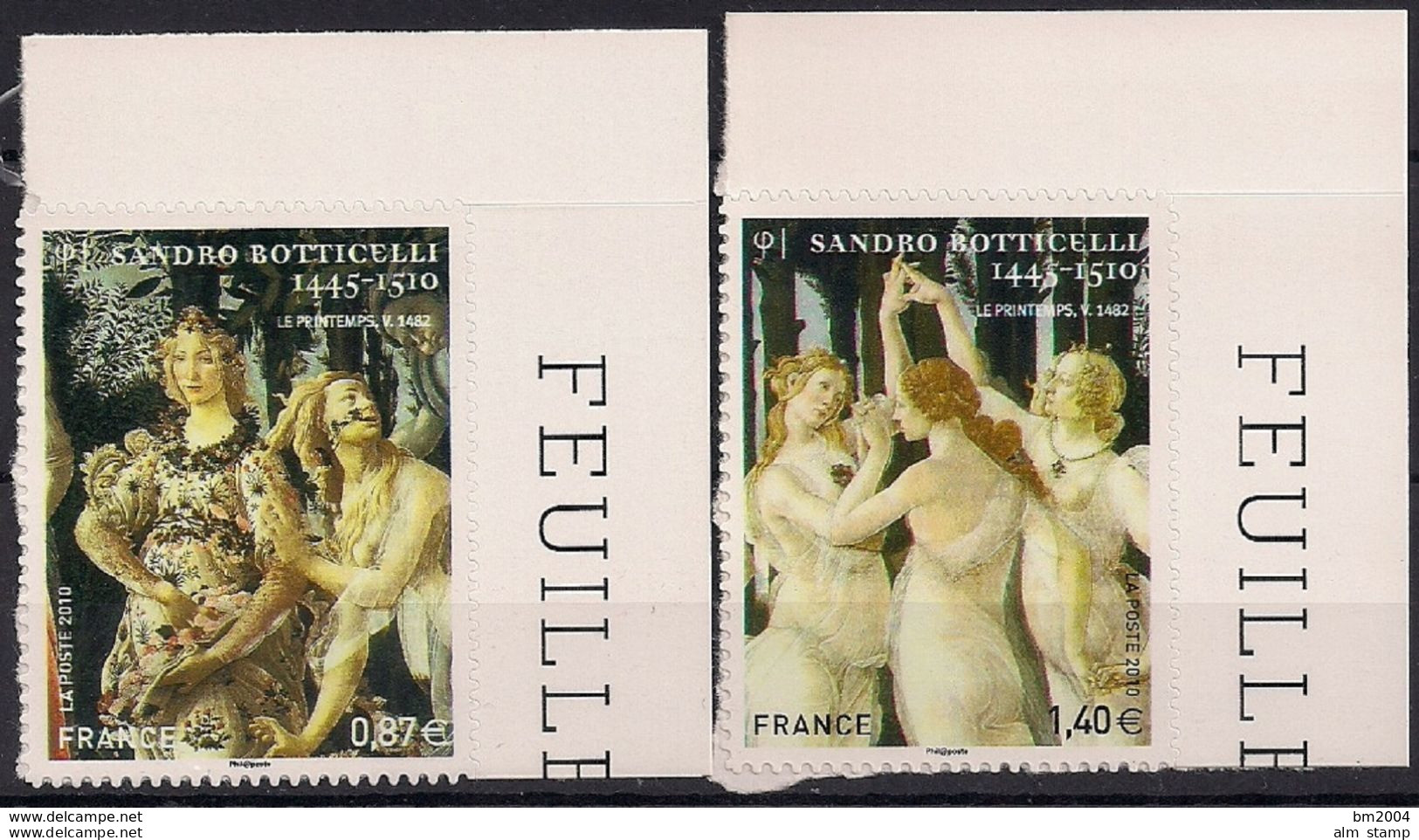 2010 Frankreich  Mi. 5018-9**MNH   Selbstklebend;. 500. Todestag Von Sandro Botticelli. - Neufs