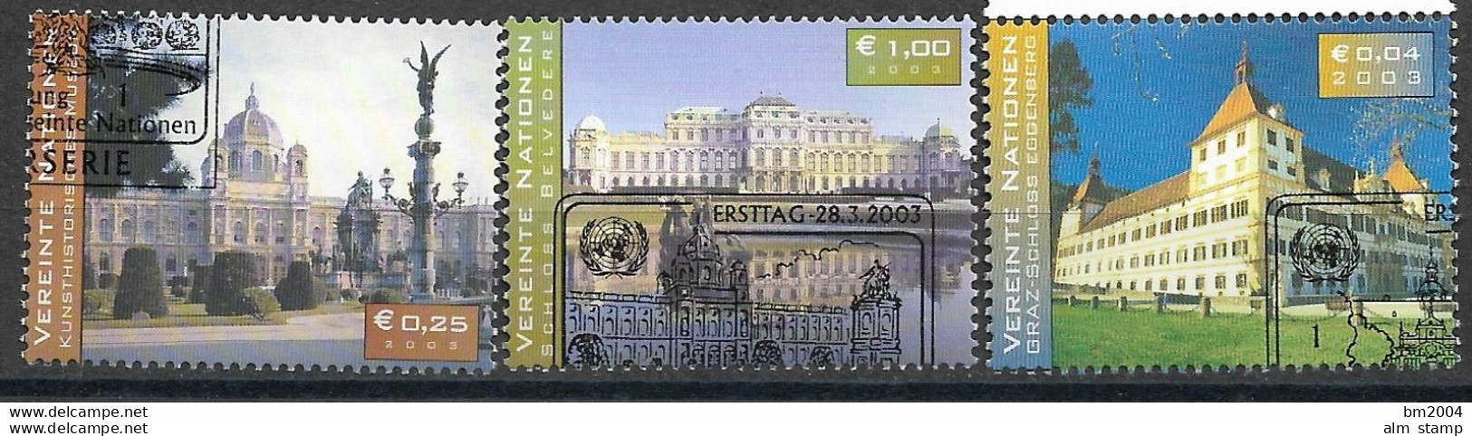 2003 UNO Wien Mi. 387-8 + 396 Used     UNESCO-Welterbe In Österreich - Used Stamps