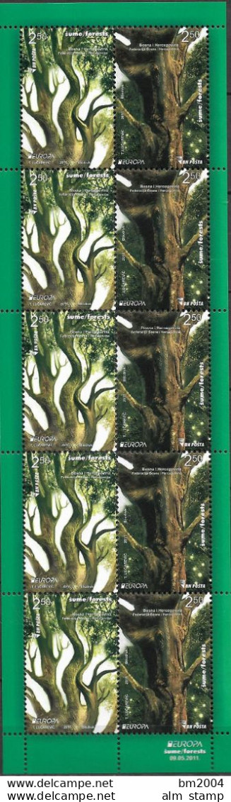 2011 Bosnien- Herzegowina  Mi. 573-4  **MNH      Europa  " Der Wald " - 2011