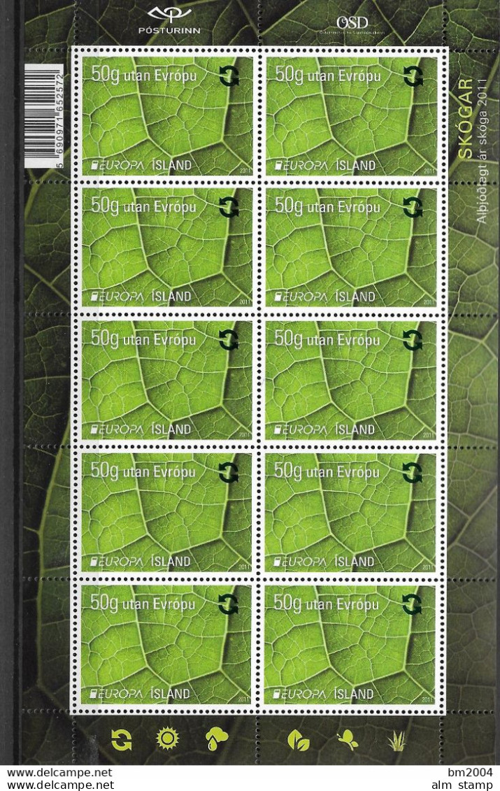 2011 Island   Mi.1304-5  **MNH   Europa " Der Wald " - 2011