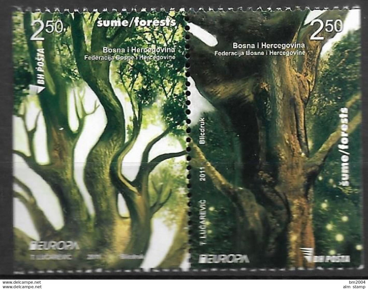 2011 Bosnien- Herzegowina  Mi. 573-4 D **MNH      Europa  " Der Wald " - 2011