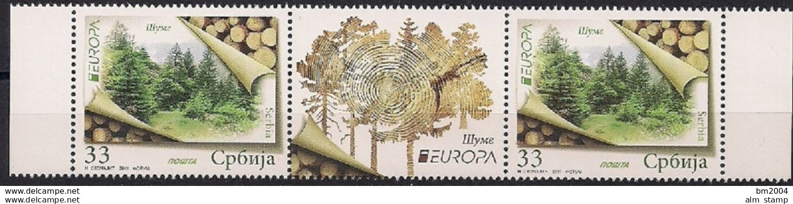 2011 'Serbien  Mi. 405-6 **MNH    Gutter Pair Europa  " Der Wald " - 2011