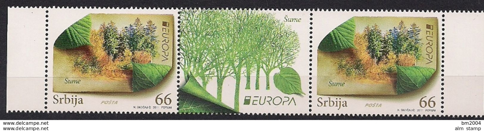 2011 'Serbien  Mi. 405-6 **MNH    Gutter Pair Europa  " Der Wald " - 2011