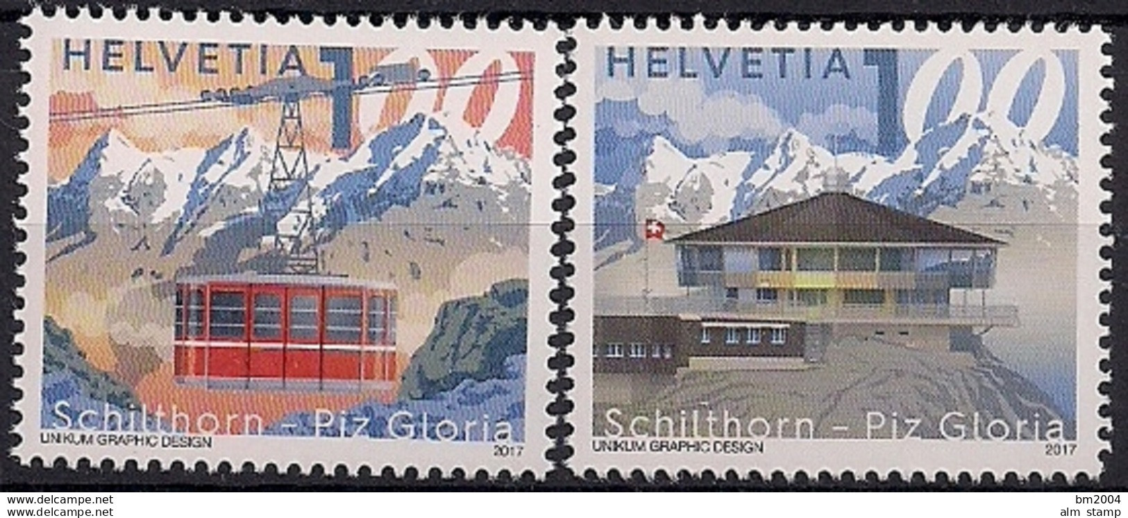 2017 Schweiz Mi. 2483-4**MNH  50 Jahre Schilthornbahn Zum Piz Gloria - Neufs