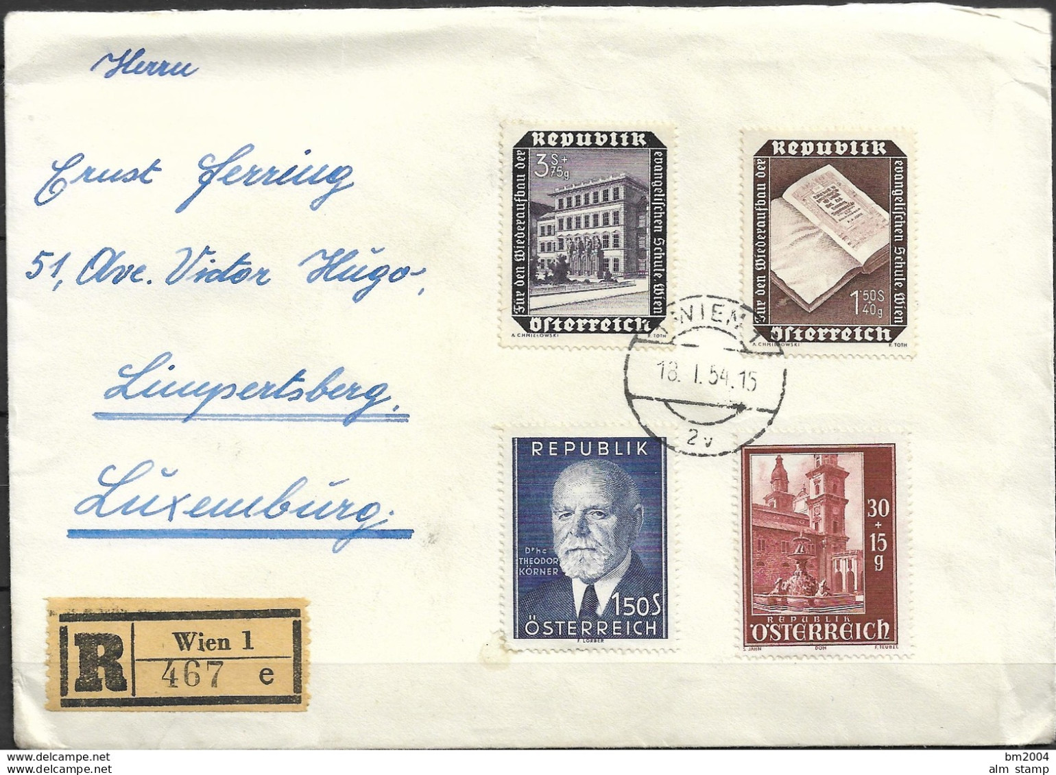 1954 Austria Österreich Einschreibebrief Nach Luxemburg - FDC