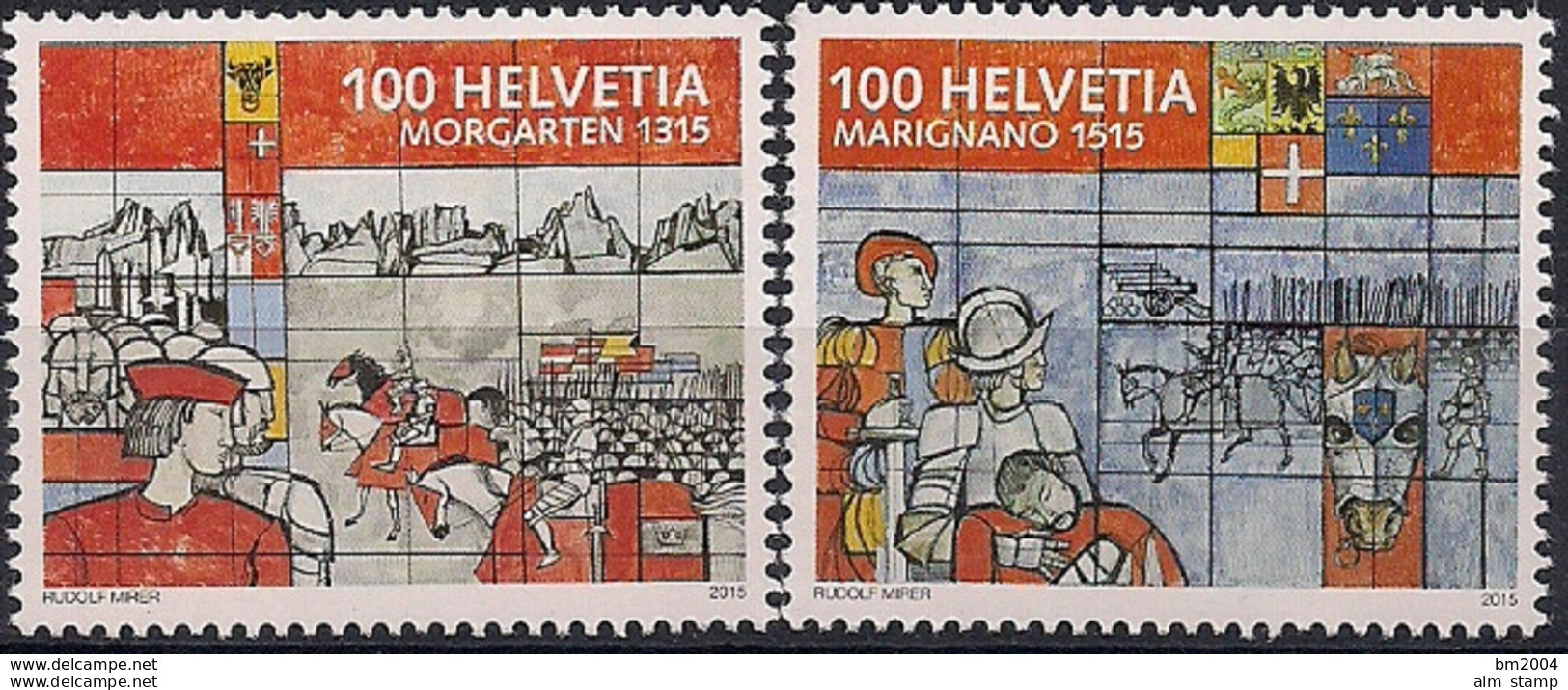 2015 Schweiz  Mi. 2390-1**MNH  700. Jahrestag Der Schlacht Am Morgarten; 500. Jahrestag Der Schlacht Bei Marignano - Neufs