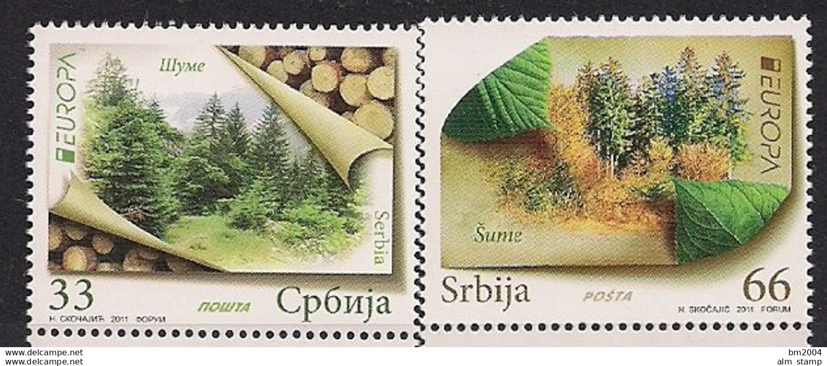 2011 Serbien Mi. 406-7 **MNH  Europa   " Der Wald " - 2011