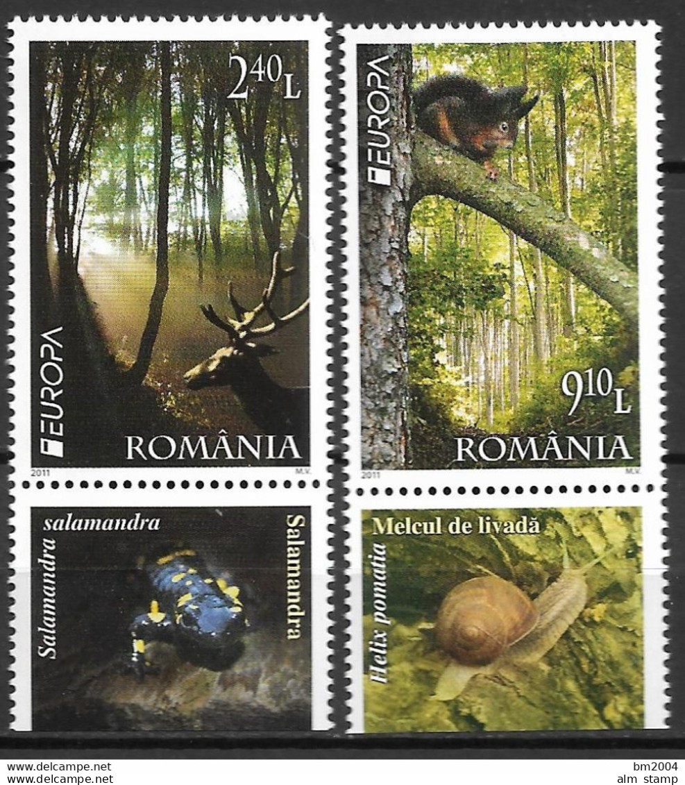 2011 Rumänien  Mi. 6522-3 **MNH  Europa   " Der Wald " - 2011