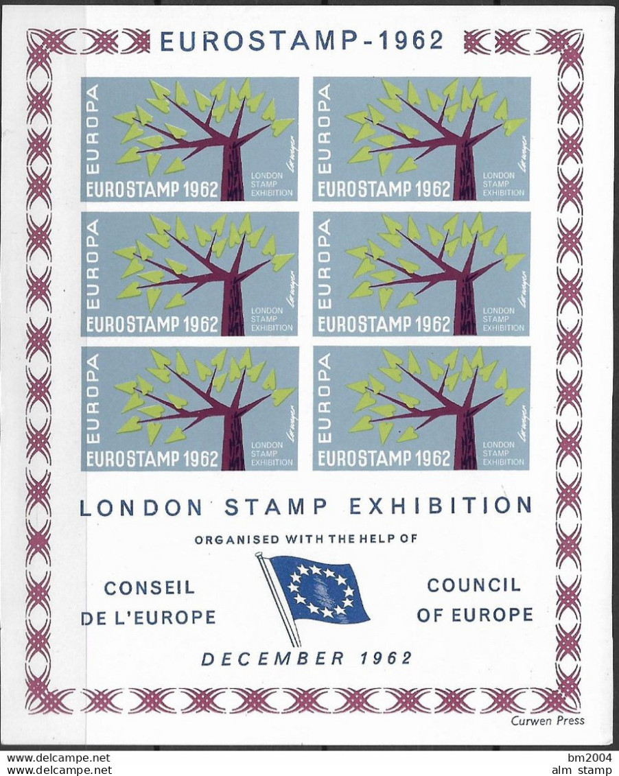 1962 Grossbritannien LONDON STAMP EXHIBITION LABEL EUROSTAMP COUNCIL OF EUROPE **MNH - 1962