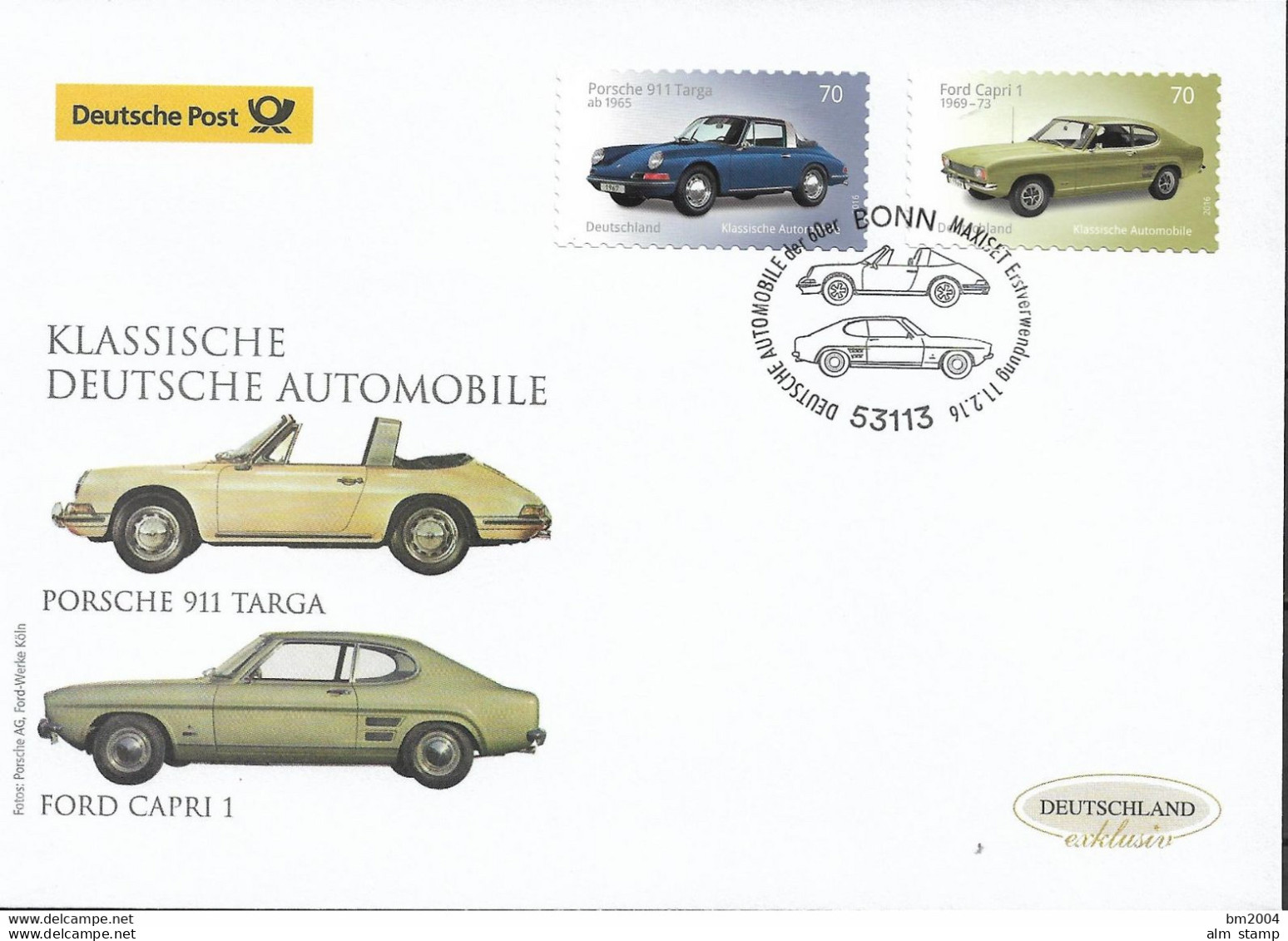 2016 Germany  Deutschland  Mi. 3213-4 FDC   Klassische Deutsche Automobile - 2011-…