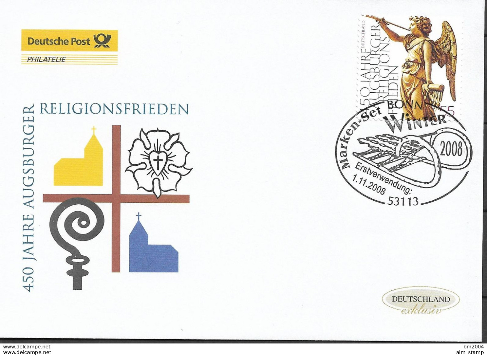 2008  Deutschland  Germany Mi  2700  FDC Folienmarke  Jubel- Und Friedensengel - 2001-2010