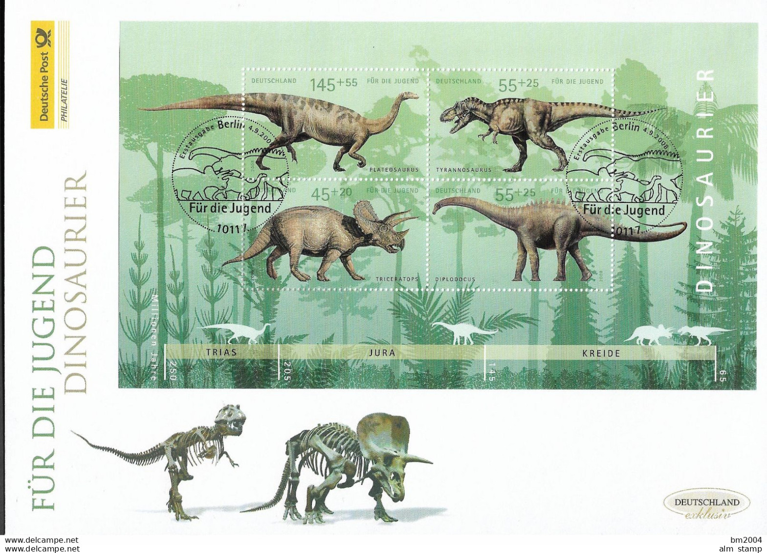 2008 Deutschland Germany  Mi  Bl. 73 FDC Dinosaurier. - 2001-2010