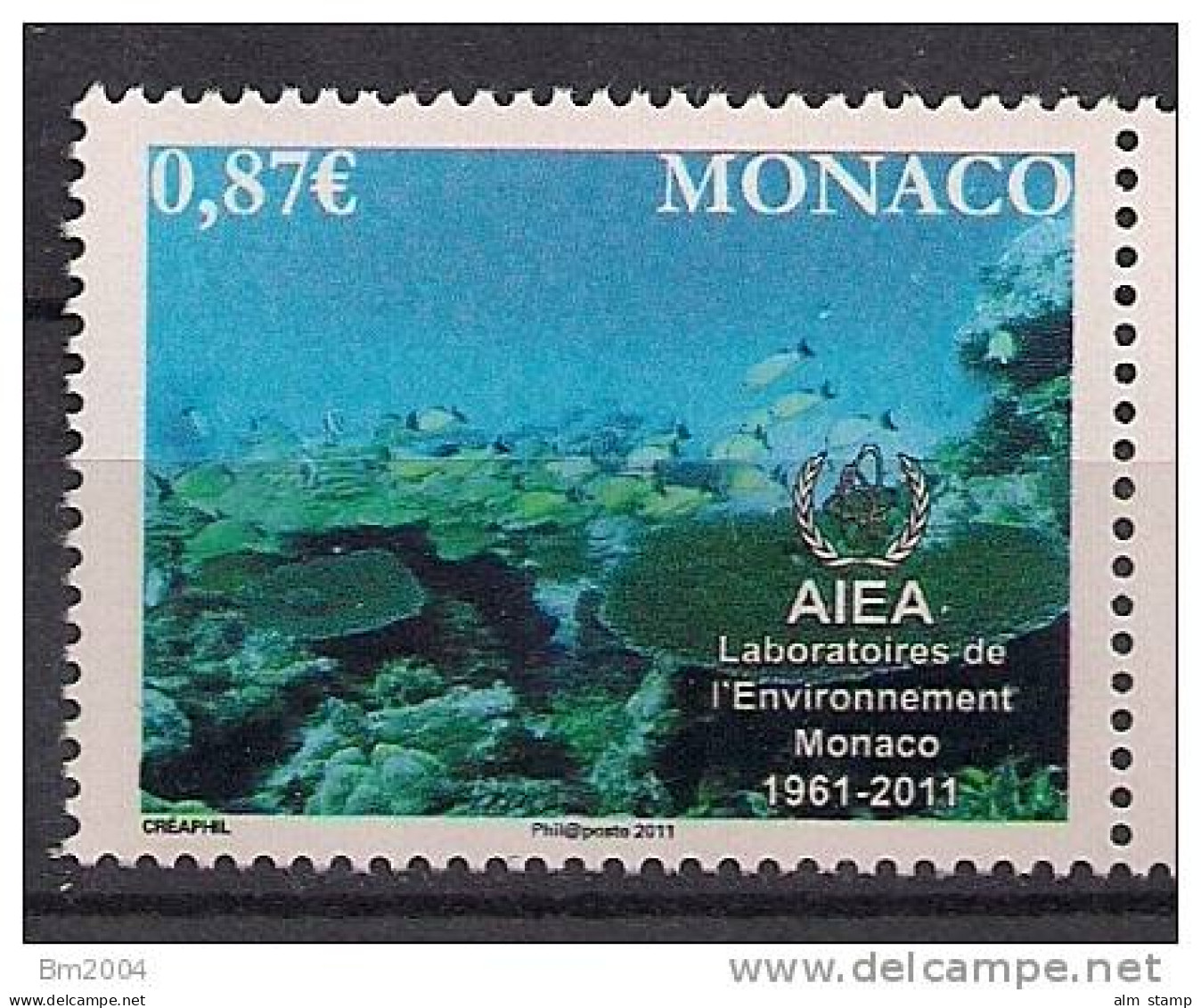 2011.01.20 Monaco Mi.3019**MNH  50 Jahre Umweltlaboratorien   AEO - Protection De L'environnement & Climat