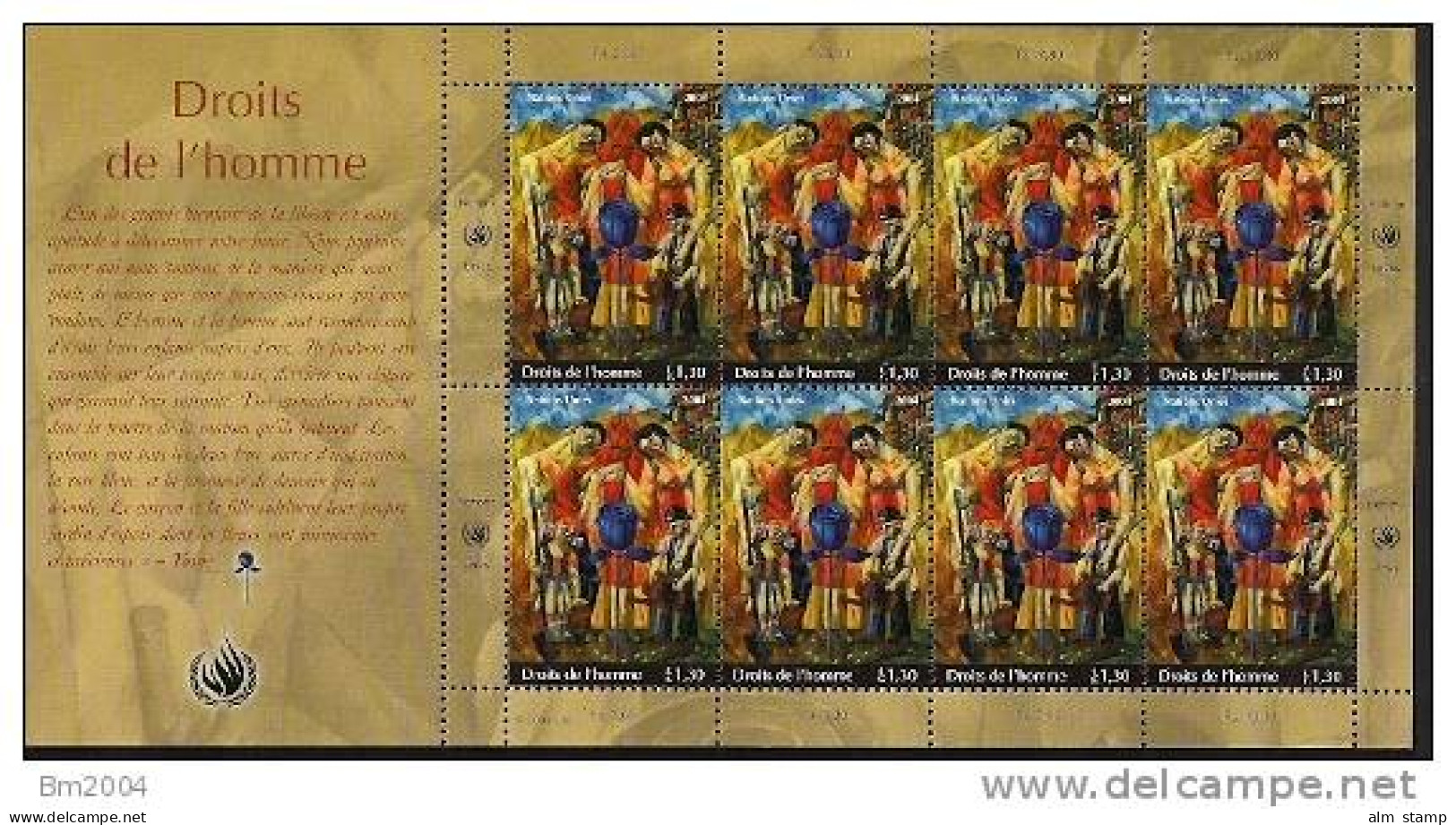 2004 UNO Schweiz  Mi. 505-6**MNH  Achtung Der Menschenrechte - Blocks & Sheetlets