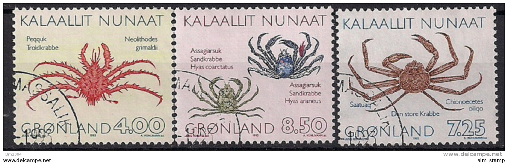 1993 Grönland Mi. 231-3 Used  Krabben. - Oblitérés