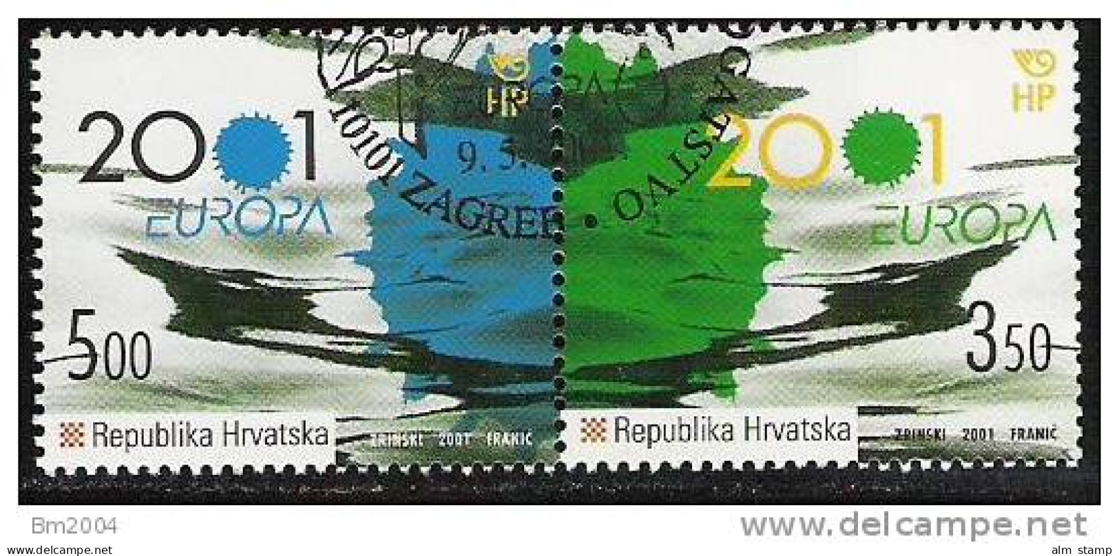 2001 Kroatien Hrvatska Mi. 570-1 Used  . Europa: Lebensspender Wasser. - 2001