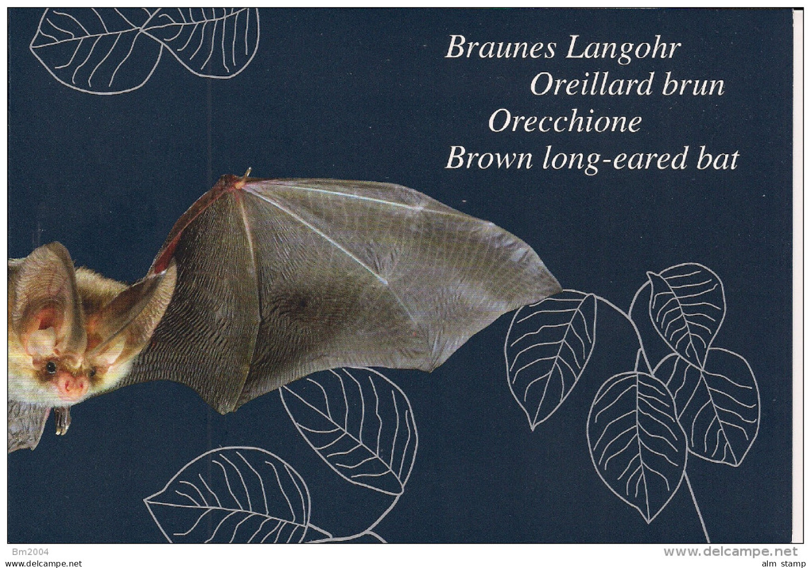 2012 Schweiz Mi. Bl. 50 Faltkarte Braunes Langohr - Bats