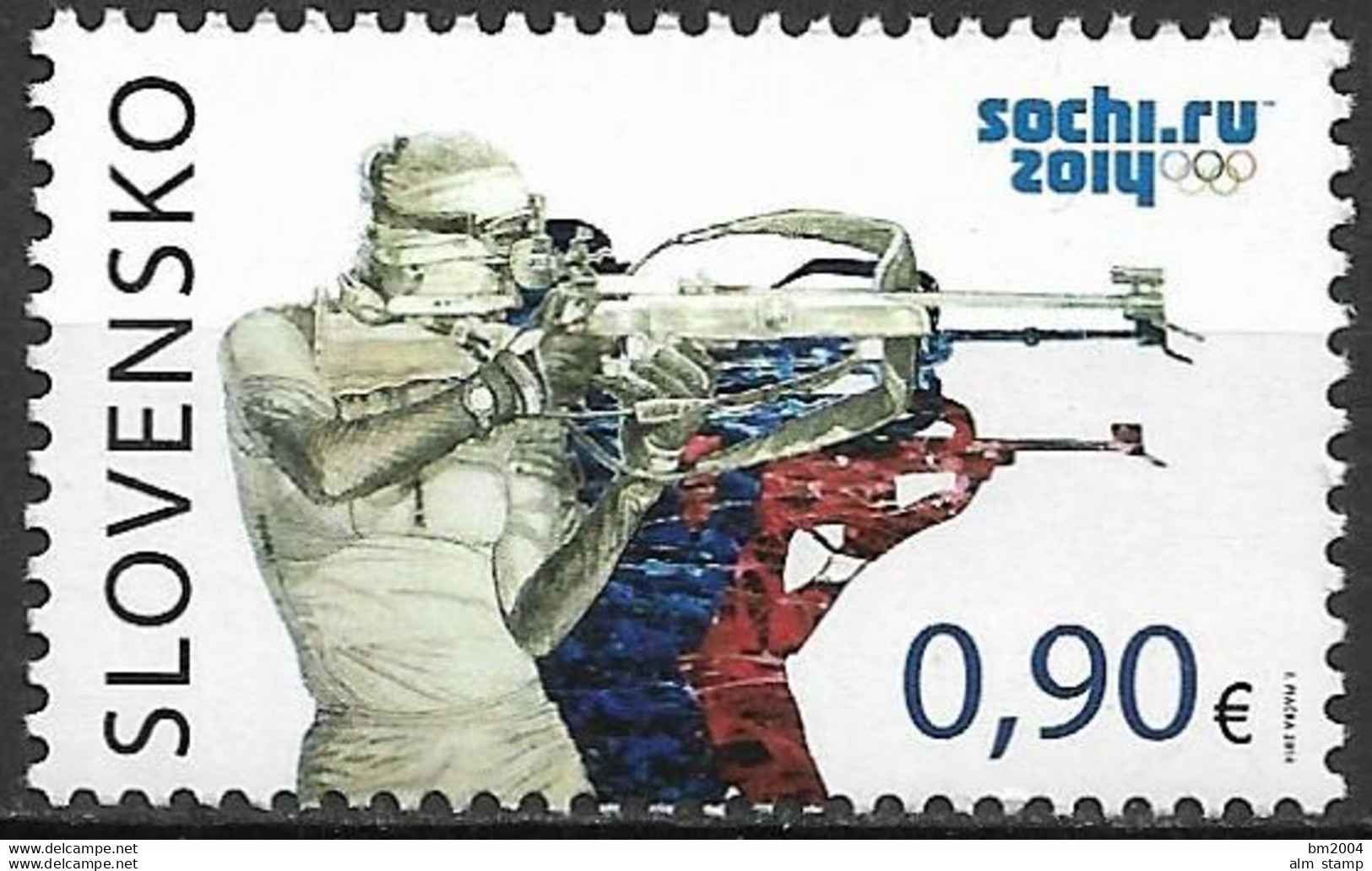 2014 Slowakei  Mi. 727**MNH   Olympische Winterspiele, Sotschi Biathlon - Nuevos