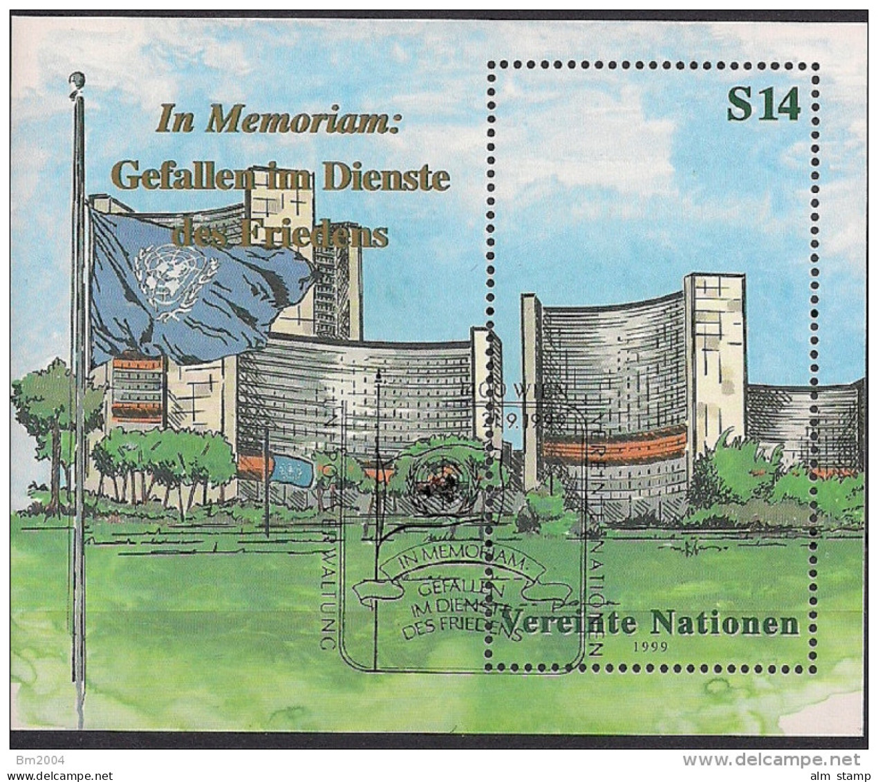 1999 UNO Wien Mi.  Bl 11 Used   Dag-Hammarskjöld-Medaille „Gefallen Im Dienste Des Friedens“ - Oblitérés