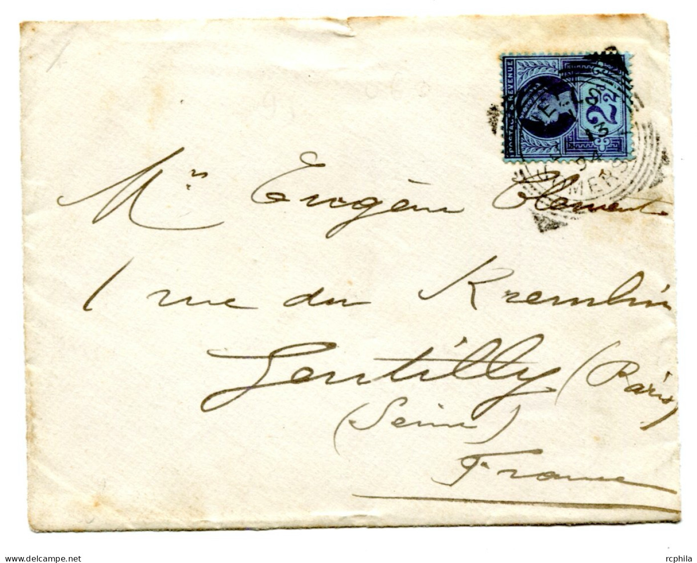 RC 26064 GRANDE BRETAGNE SQUARED CIRCLE " WELLS/ SOMERSET " JA 13 1894 POSTMARK ON COVER FRONT VF - Storia Postale