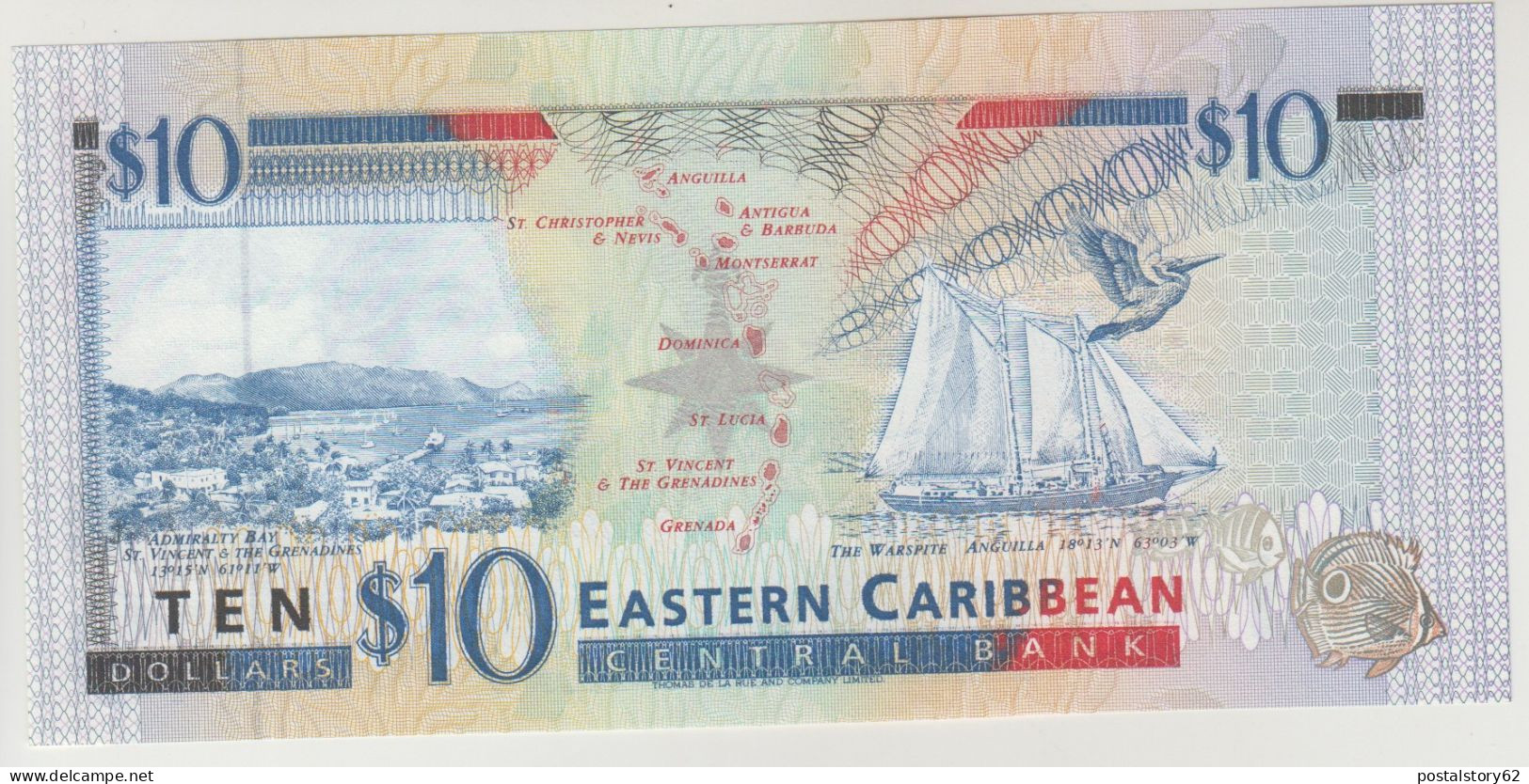 Eastern Caribbean States 10 Dollars 1994 Pick#32 M   ( Monserrat ) FDS - East Carribeans