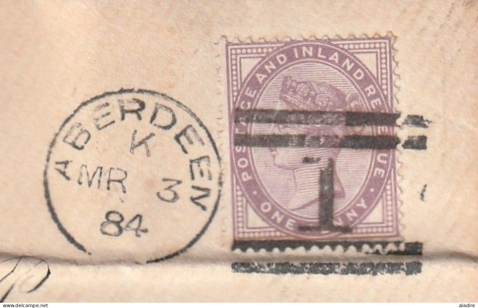 1884 - QV - Enveloppe De ABERDEEN Vers The Inspector Of Poor, PETERHEAD , Scotland, Ecosse - 1 D Stamp - Arrival Stamp - Postmark Collection