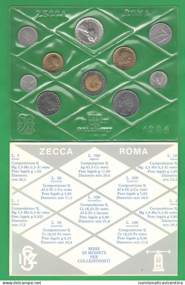 Italia Repubblica Serie 1984 Divisionale Zecca 10 Valori Italie Italy Set - Jahressets & Polierte Platten