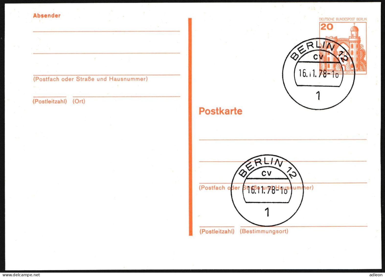 Berlin - Entier Postal / W-Berlin - Poskarte P 103 Gest. Versandstelle Berlin 16-11-1978 - Cartes Postales - Oblitérées