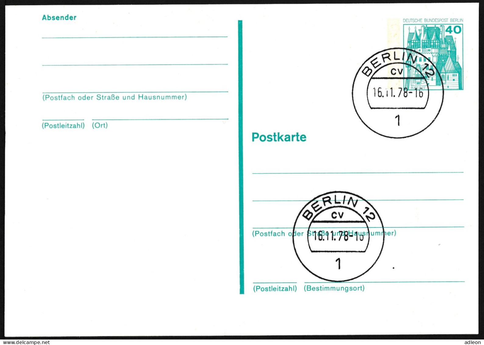 Berlin - Entier Postal / W-Berlin - Poskarte P 104 Gest. Versandstelle Berlin 16-11-1978 - Postkaarten - Gebruikt