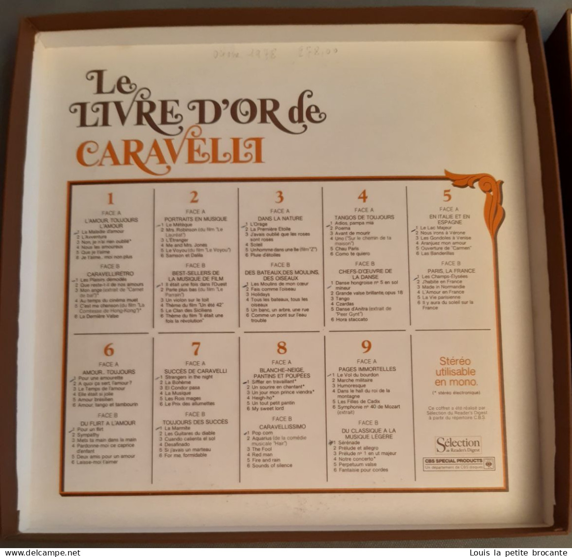 Coffret De 9 Disques Vinyles, LIVRE D'OR DE CARAVELLI, CBS - Série SPR 960 - Sélection Du Reader's Digest, Enregistré En - Complete Collections