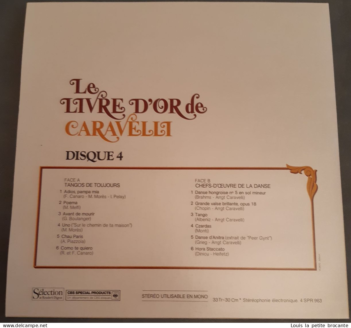 Coffret de 9 disques vinyles, LIVRE D'OR DE CARAVELLI, CBS - série SPR 960 - Sélection du Reader's Digest, enregistré en