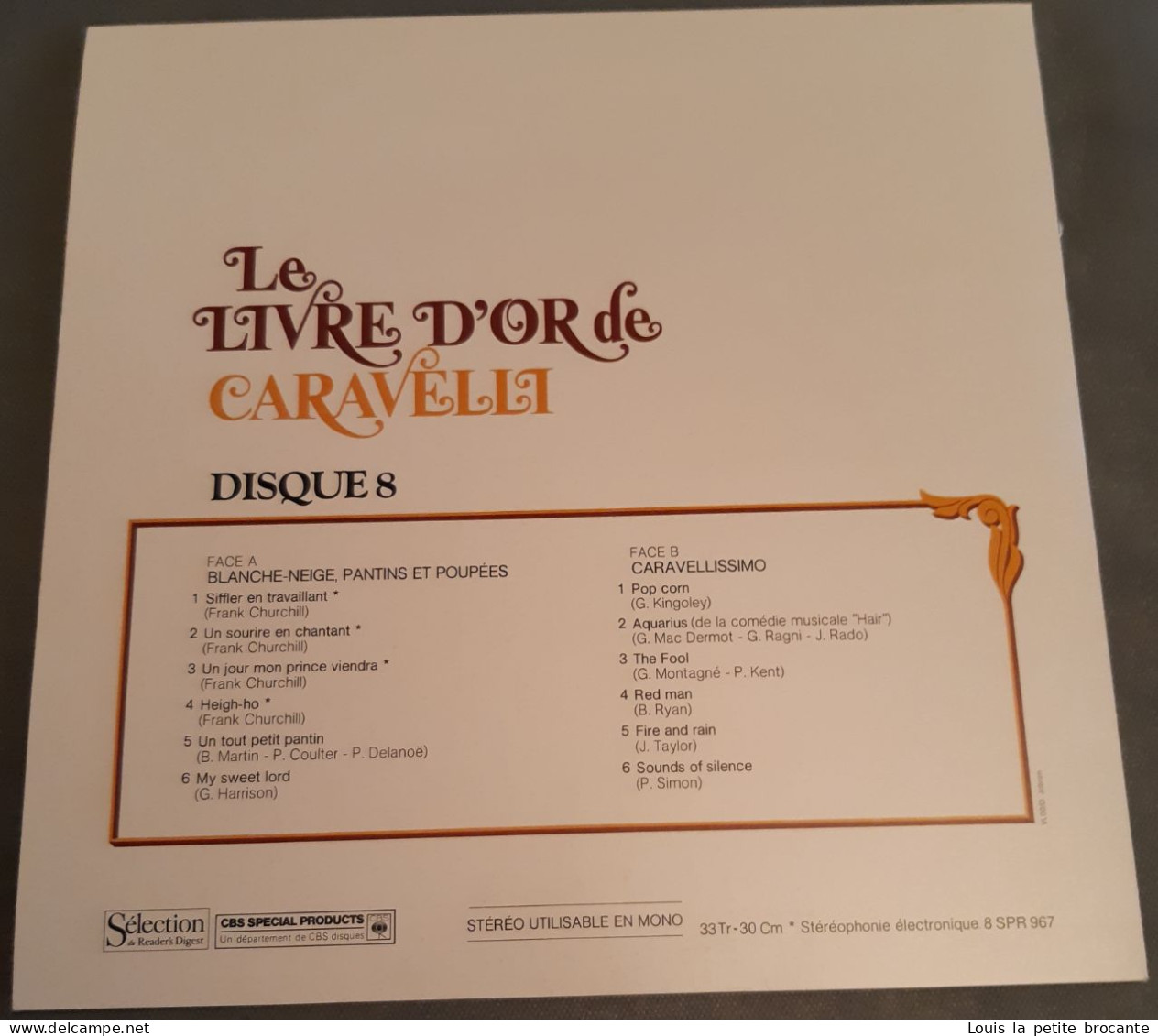 Coffret de 9 disques vinyles, LIVRE D'OR DE CARAVELLI, CBS - série SPR 960 - Sélection du Reader's Digest, enregistré en