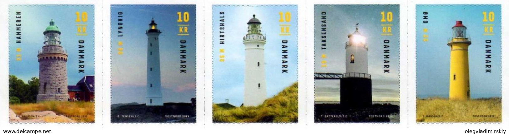 Denmark Danemark Danmark 2019 Lighthouses Strip Of 5 Stamps Mint - Ongebruikt