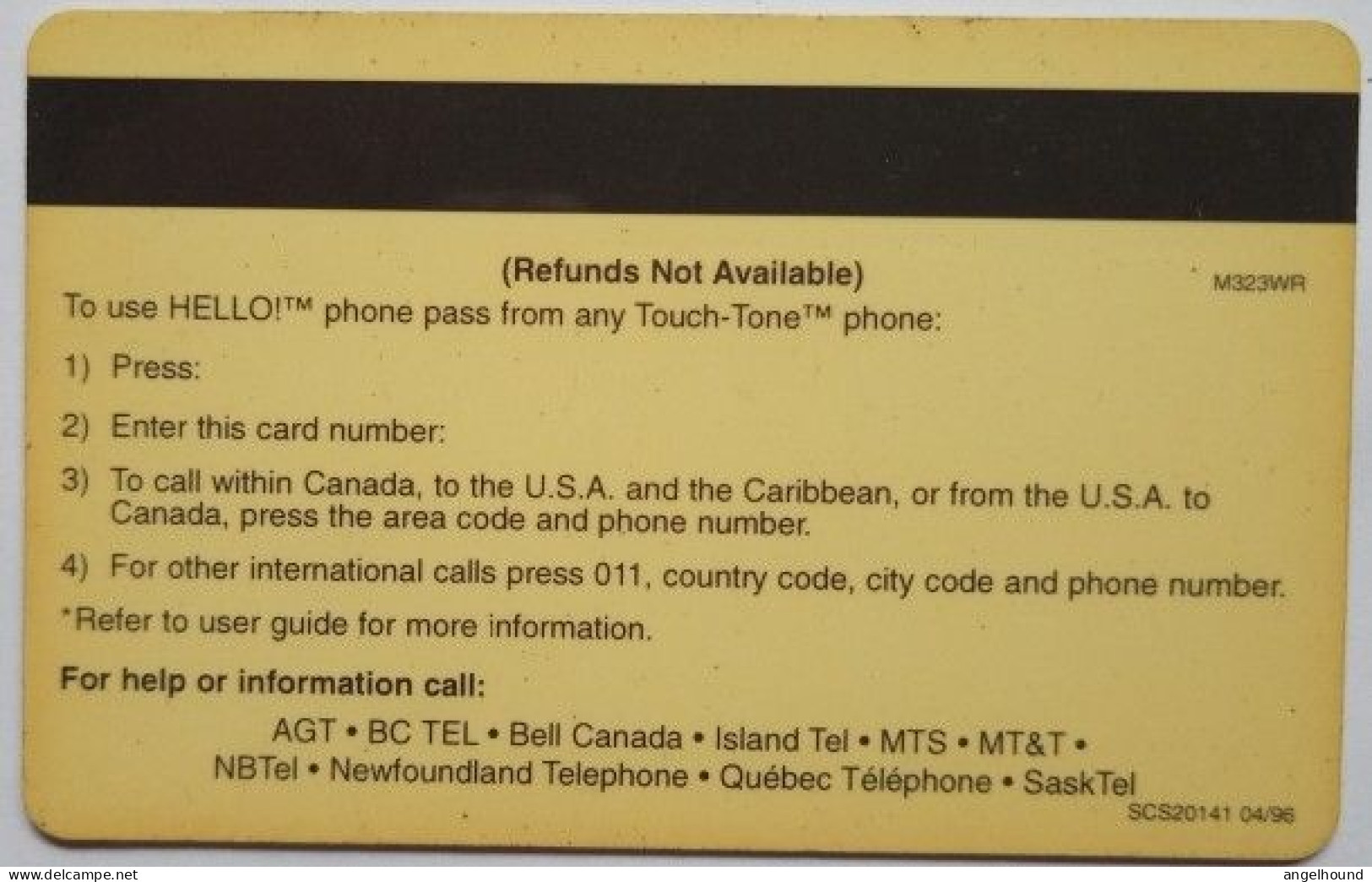 Canada $20 AGT Hello Phonecard - Alberta Wild Rose - Canada