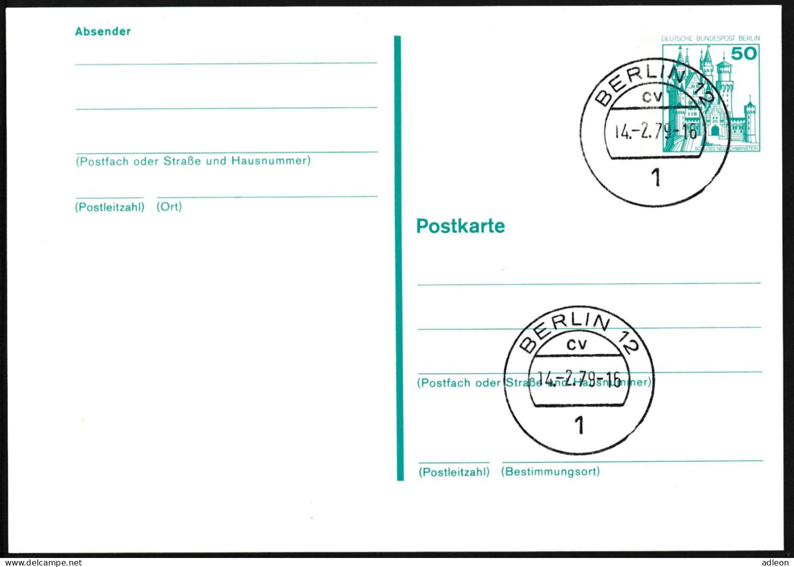 Berlin - Entier Postal / W-Berlin - Poskarte P 109 Gest. Berlin 12 / 14-2-1979 Versandstelle - Cartes Postales - Oblitérées