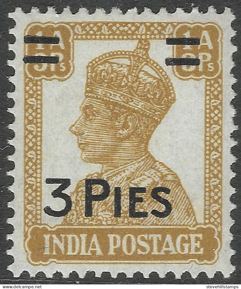 India. 1946 KGVI, Surcharge. 3p On 1a3p MH. SG 282 - 1936-47 Roi Georges VI
