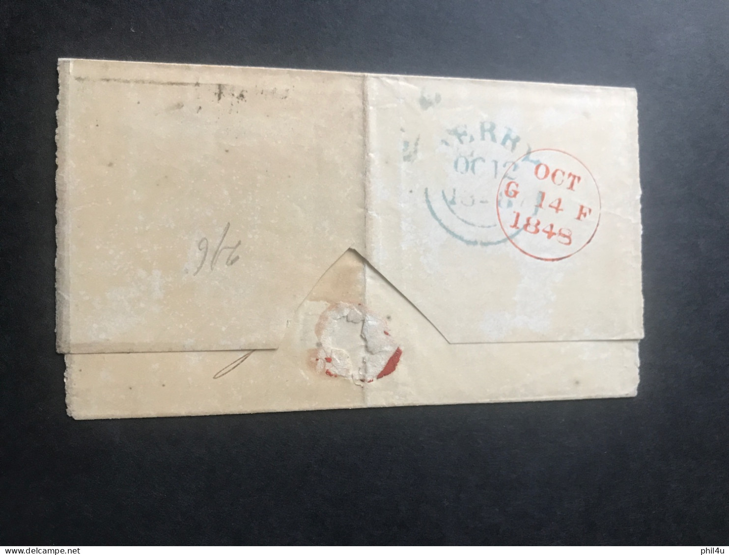 1844-48 GB QV 1d Imperf 2 Diff letters part of H B and 17 square covers sent London Edinburgh See Photos