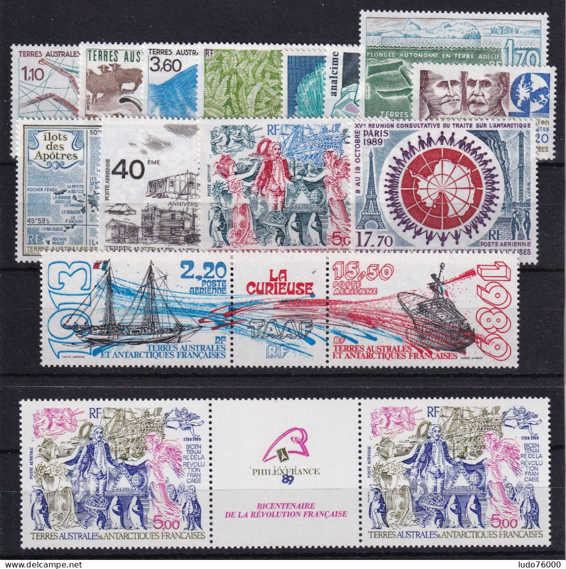 D 693 / TAAF / ANNEE 1989 COMPLETE AVEC POSTE AERIENNE NEUF** COTE 59€ - Volledig Jaar