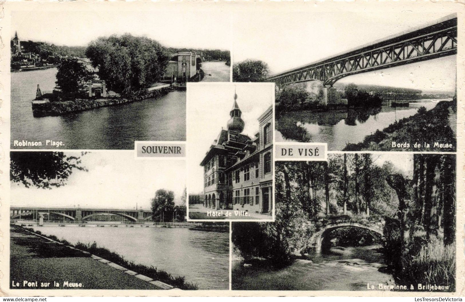 BELGIQUE - Visé - Robinson Plage - Le Pont Sur Le Meuse - Hôtel De Ville - Carte Postale Ancienne - Visé