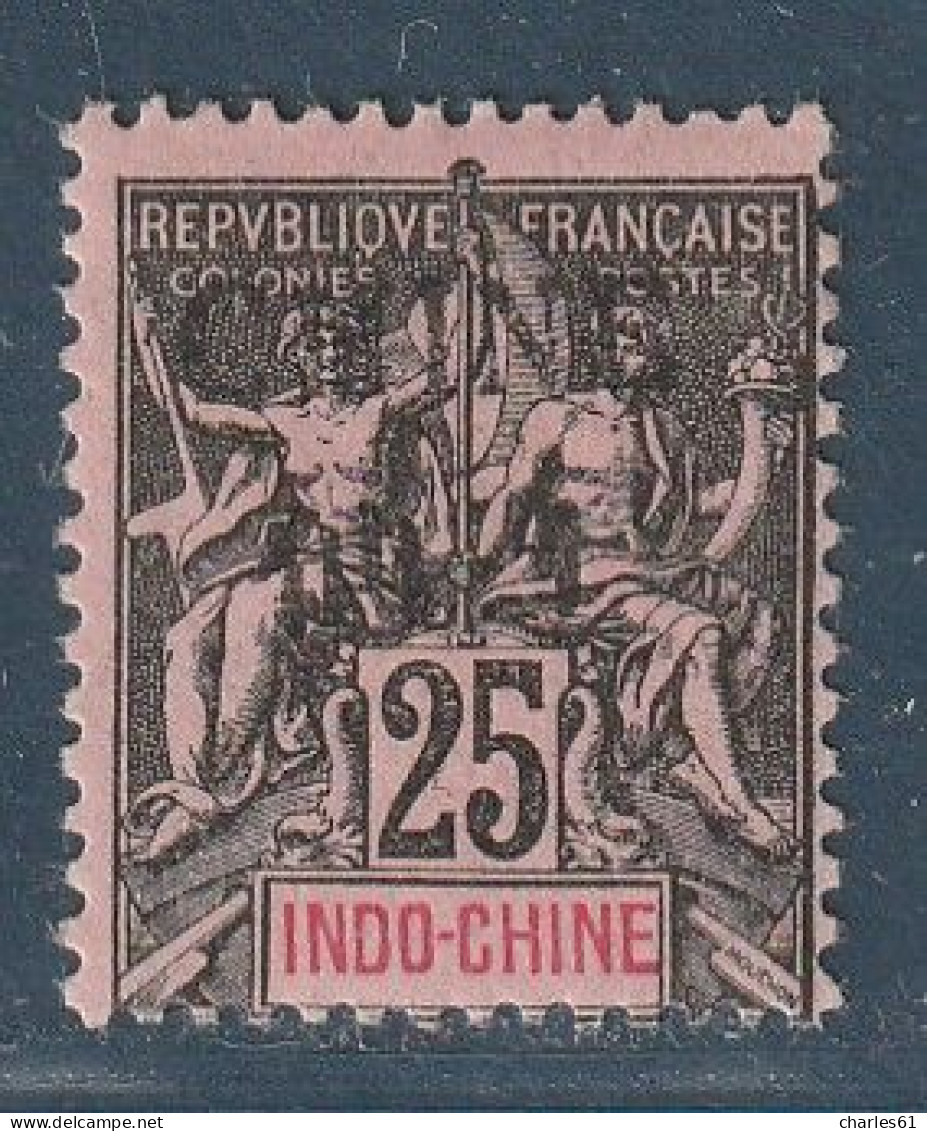 CHINE - N°55 * (1904) 25c Noir Sur Rose - Ongebruikt