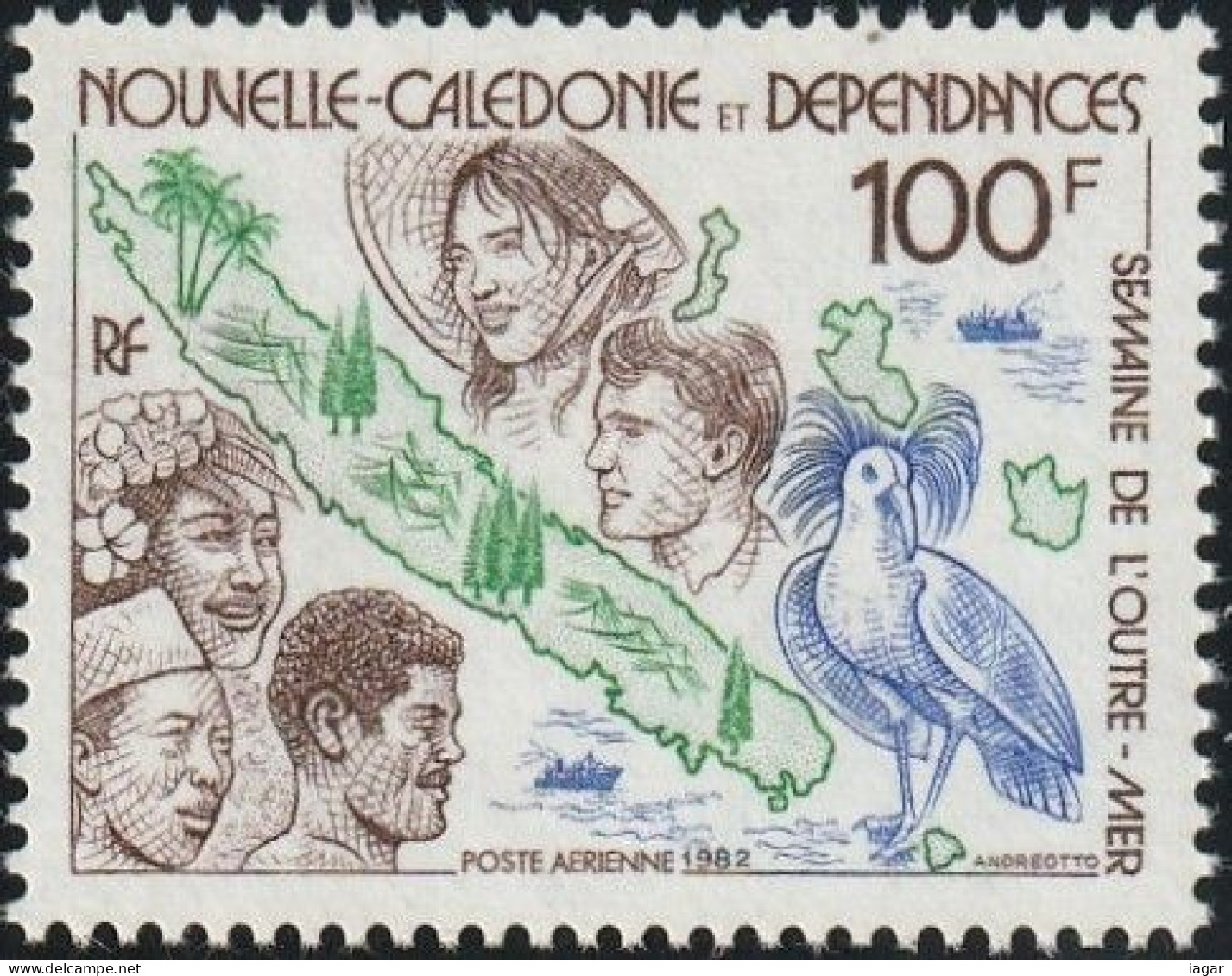 THEMATIC OVERSEAS WEEK:  POPULATION, BIRD AND MAP OF THE ISLAND   -  NEW CALEDONIA - Autres & Non Classés